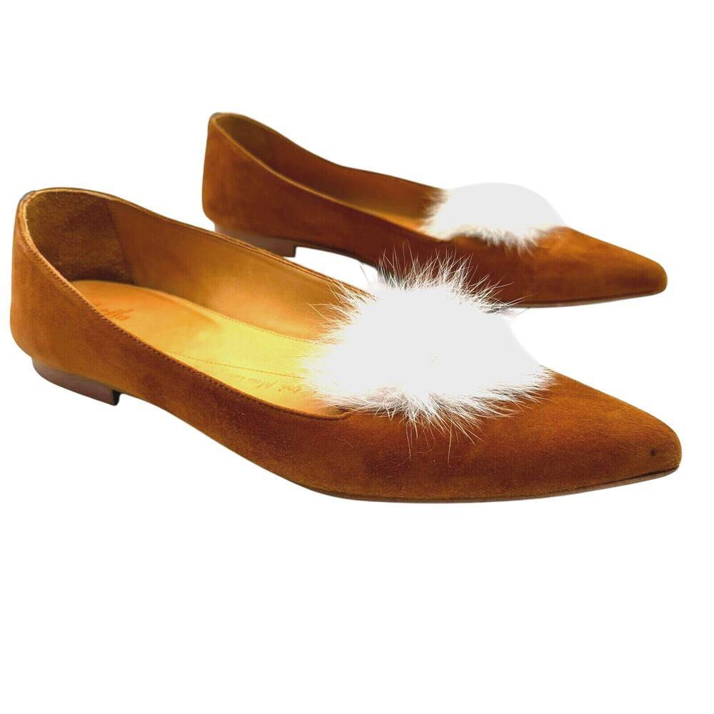 CHATELLES PARIS Womens 10 Tan Brown Isidore Camel Suede Slip On‎ Flat Shoes Puff